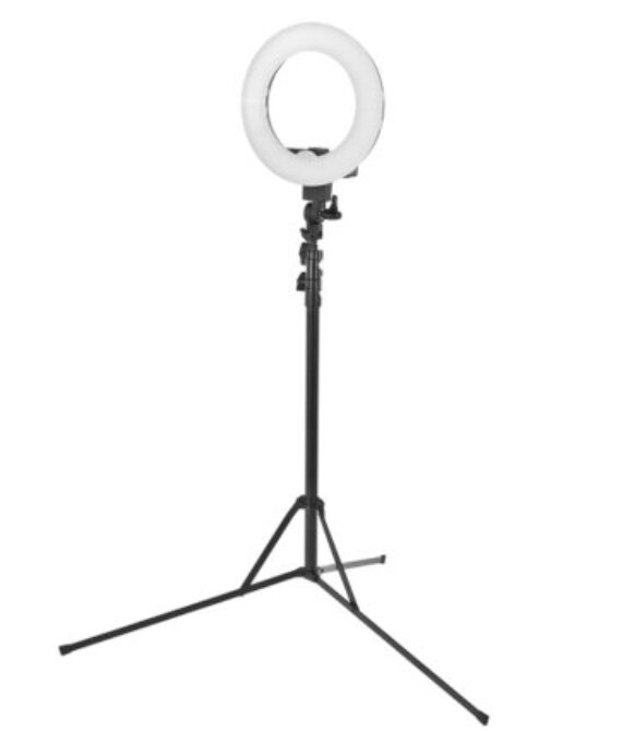 STOLNA LED LAMPA ZA MAKE-UP SA STALKOM, OKRUGLA, 35W, CRNA BOJA